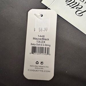 Coquette Mauve and Black Baby-Doll & G-String
